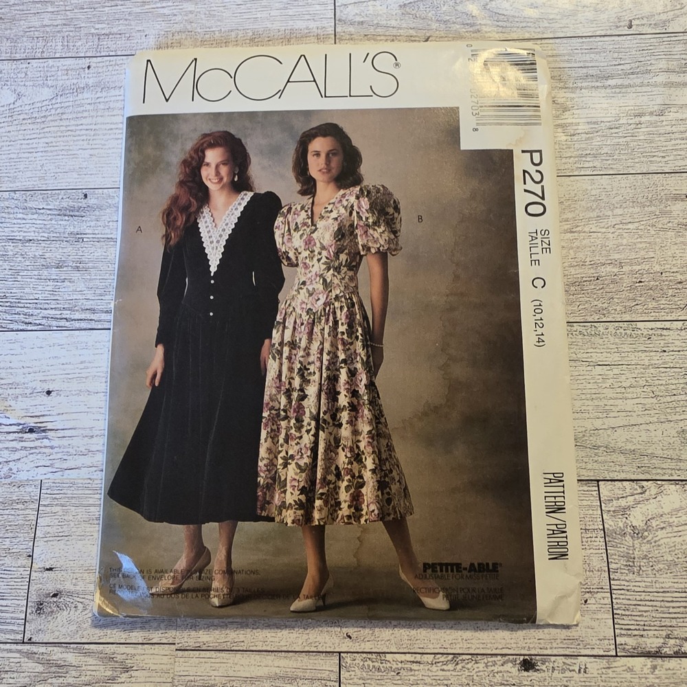 MISSES' Sewing Pattern-McCall's #P270 SIZE 12.14.16  Dress Two Styles Petiteable